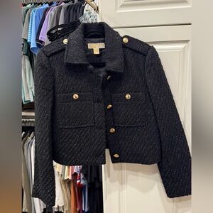 Michael Kors Black Tweed Jacket with Gold Buttons